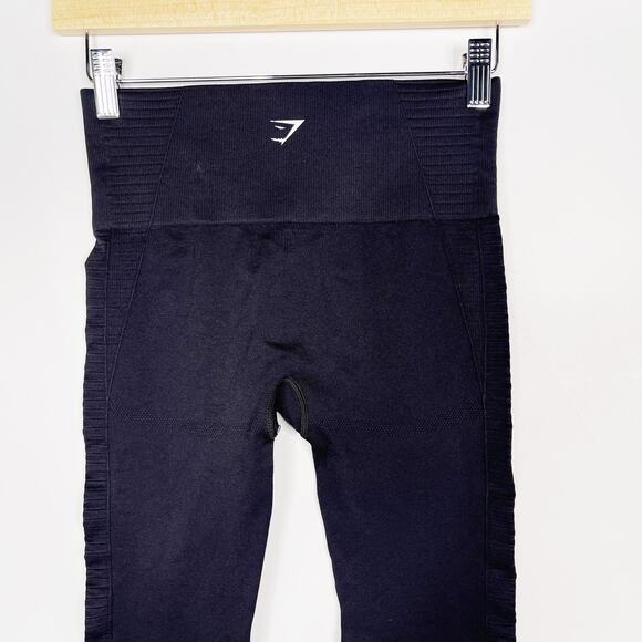 Gymshark Womens XSmall Black Energy Seamless Leggings Perforated Cut Out Workout - Picture 7 of 9